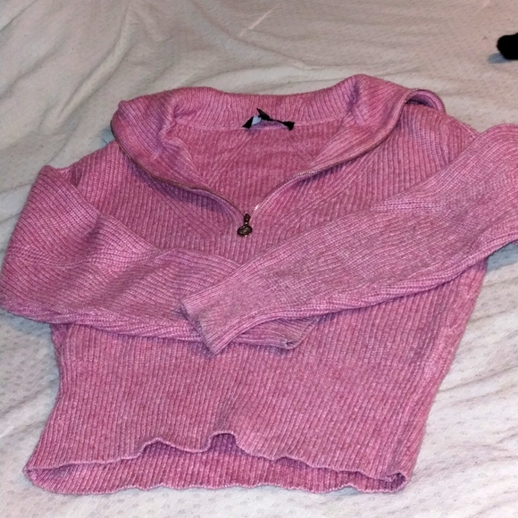 White House Black Market Sweaters - WHBM pink zippered cowl sweater